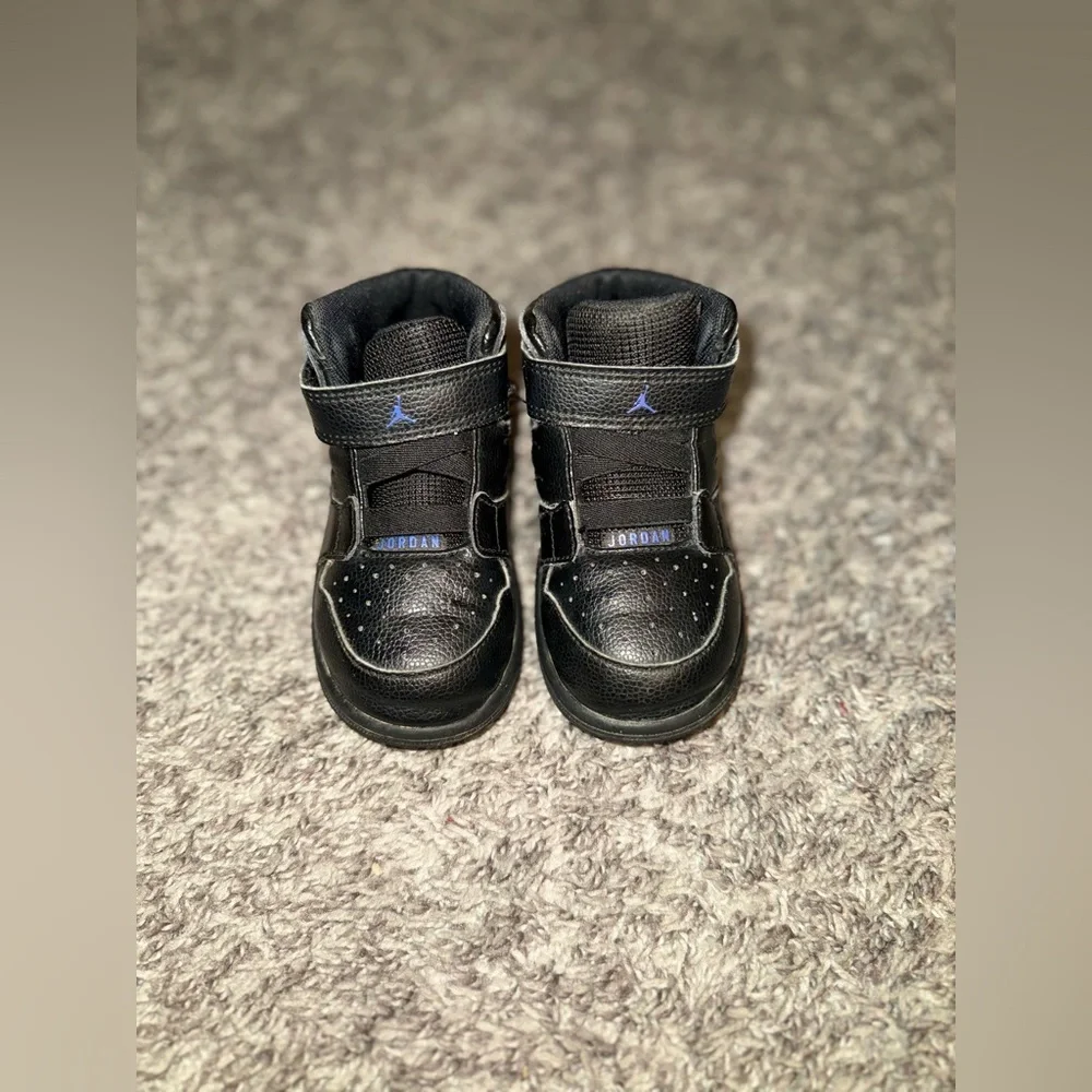 2016 Toddler Baby Jordan 1 Flight 4 Sneakers Sz 7C Black & Blue